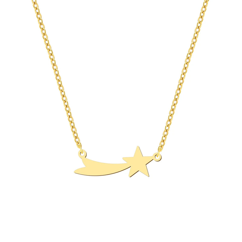 Stainless Steel Necklaces Simple Star Banner Pendant Choker Chain Fashion Necklace For Women Jewelry Friends Party Girls Gifts