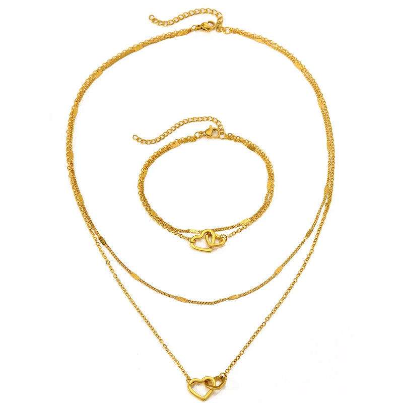 Necklace Double Chain Design Jewelry Sets For Women Jewelry