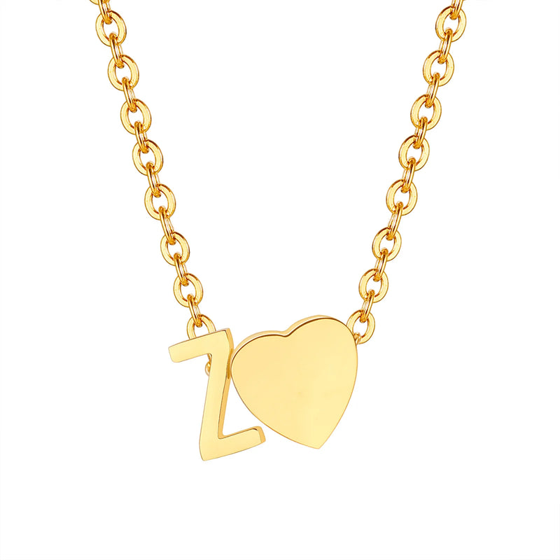 Vnox Heart Initial Necklaces for Women Girls. Tiny Heart Pendant, A-Z Letters Charm Collar, Love Heart Name Necklaces Gift