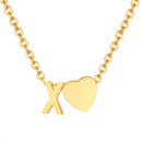 Vnox Heart Initial Necklaces for Women Girls. Tiny Heart Pendant, A-Z Letters Charm Collar, Love Heart Name Necklaces Gift