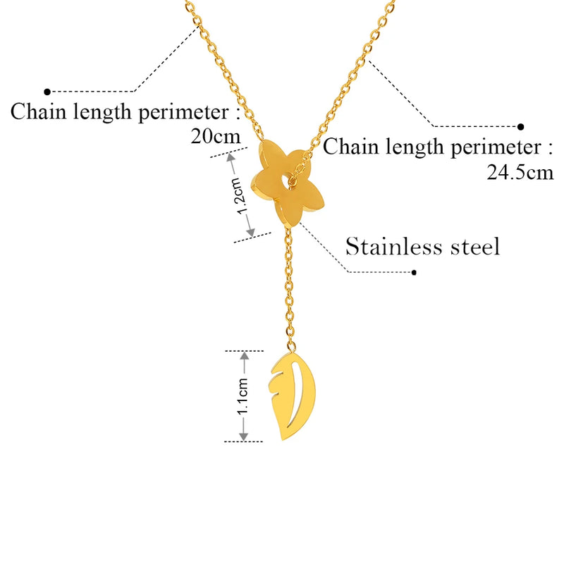 Stainless Steel Necklaces Exquisite Flower Leaves Pendants Aesthetic Sweater Chain Collar Fashion Necklace For Women Jewelry NEW