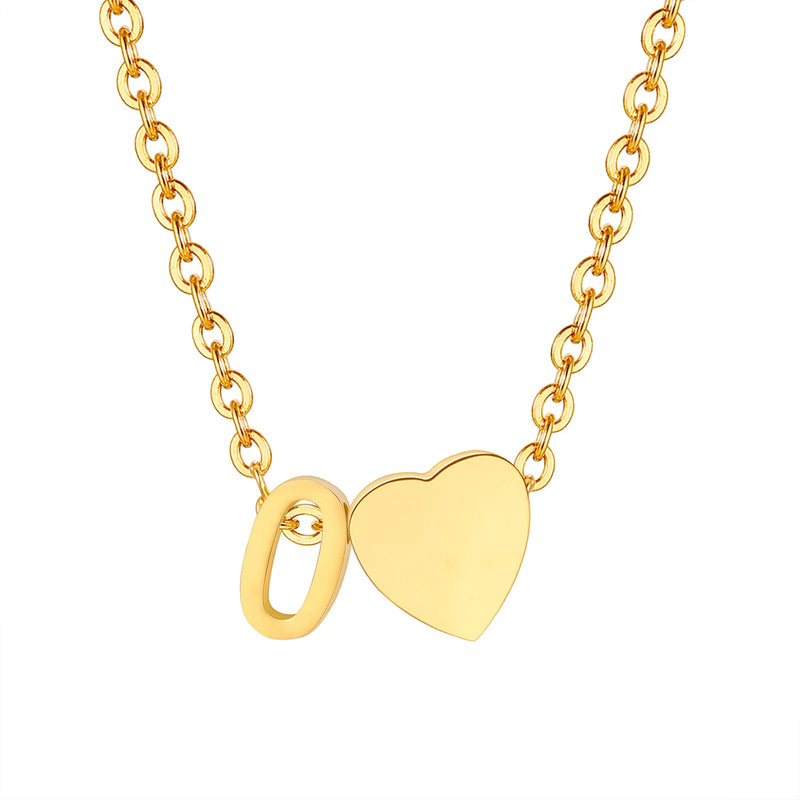 Vnox Heart Initial Necklaces for Women Girls. Tiny Heart Pendant, A-Z Letters Charm Collar, Love Heart Name Necklaces Gift