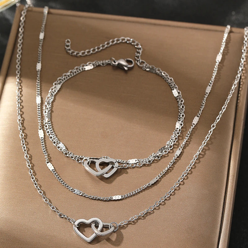 Necklace Double Chain Design Jewelry Sets For Women Jewelry