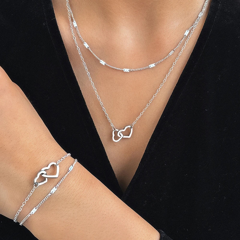 Necklace Double Chain Design Jewelry Sets For Women Jewelry