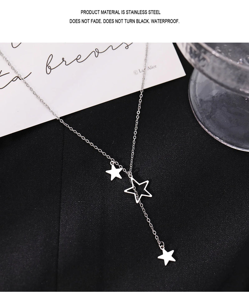 Stainless Steel Necklaces Exquisite Stars Tassel Pendants Temperament Chain Everyday Wear Necklace For Women Jewelry Party Gifts