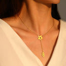 Stainless Steel Necklaces Exquisite Flower Leaves Pendants Aesthetic Sweater Chain Collar Fashion Necklace For Women Jewelry NEW