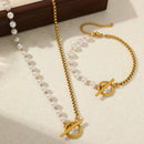 Stainless Steel Jewelry Set Fashion Elegant Design Splicing Pearl Chain Light Luxury OT Pendant Jewelry Set For Women Jewelry