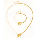 Stainless Steel Jewelry Set Fashion Elegant Design Splicing Pearl Chain Light Luxury OT Pendant Jewelry Set For Women Jewelry