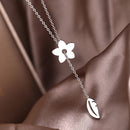 Stainless Steel Necklaces Exquisite Flower Leaves Pendants Aesthetic Sweater Chain Collar Fashion Necklace For Women Jewelry NEW