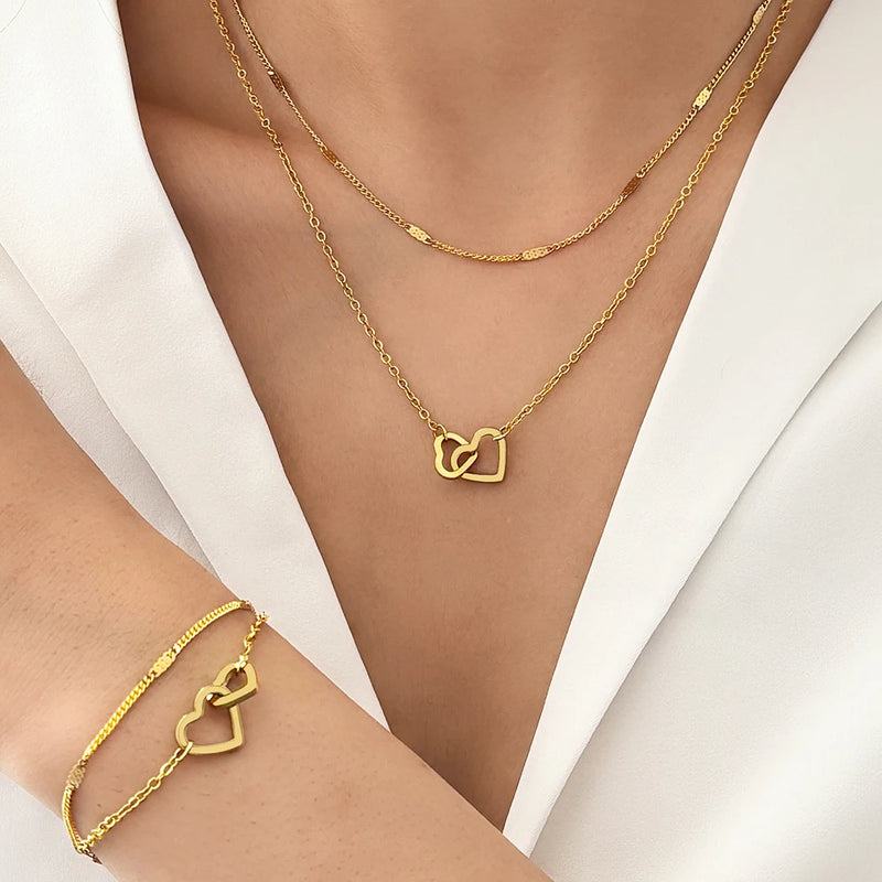 Necklace Double Chain Design Jewelry Sets For Women Jewelry