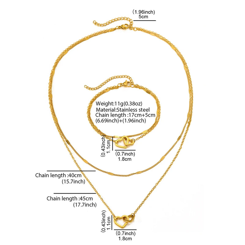 Necklace Double Chain Design Jewelry Sets For Women Jewelry