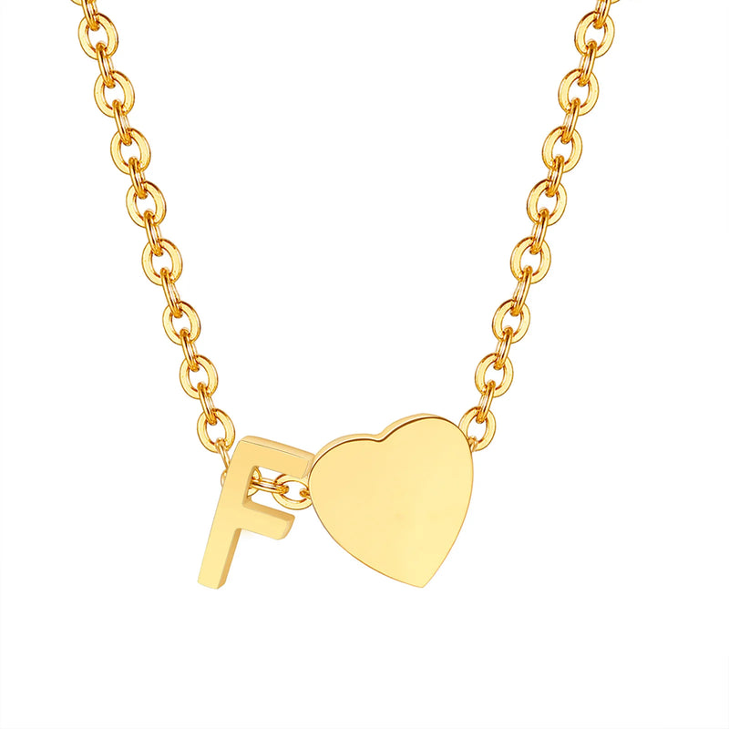 Vnox Heart Initial Necklaces for Women Girls. Tiny Heart Pendant, A-Z Letters Charm Collar, Love Heart Name Necklaces Gift
