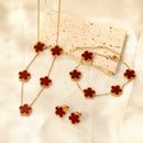 Chain Bracelet Set Flower Shaped Stainless Steel