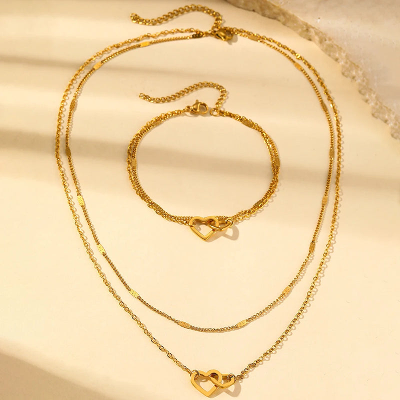 Necklace Double Chain Design Jewelry Sets For Women Jewelry