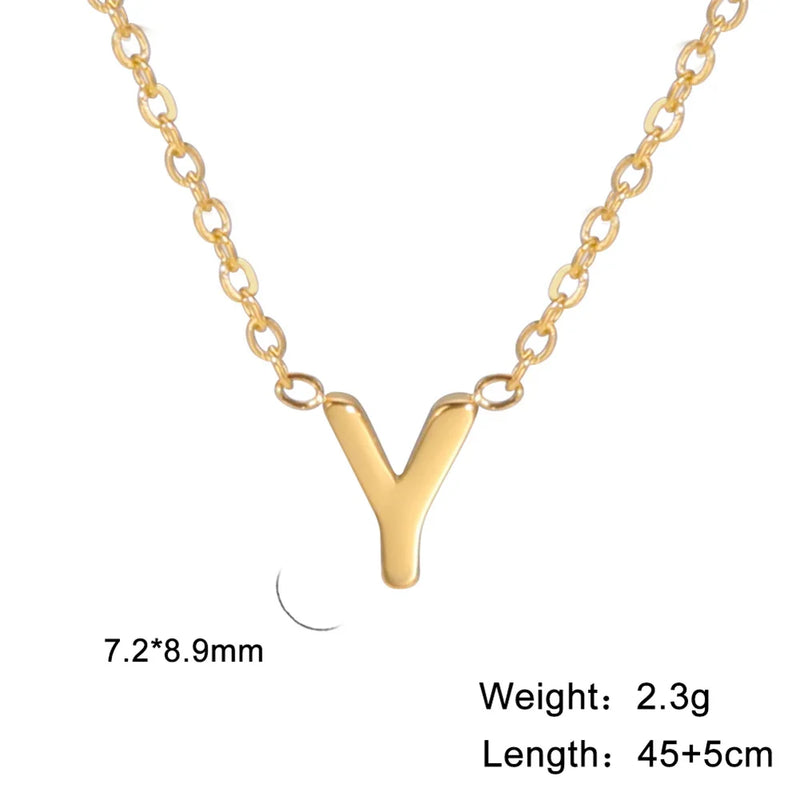 Initial A-Z Letter Necklaces for Women Elegant Chains Choker 26 Alphabet Pendant Necklace Stainless Steel Jewelry collier femme