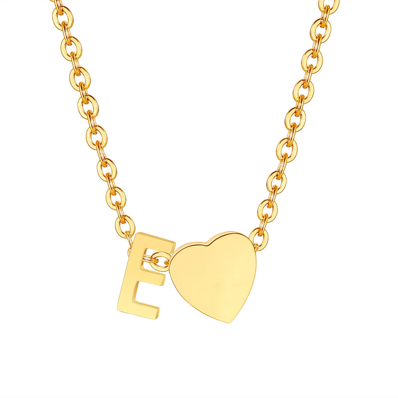 Vnox Heart Initial Necklaces for Women Girls. Tiny Heart Pendant, A-Z Letters Charm Collar, Love Heart Name Necklaces Gift