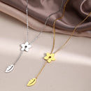 Stainless Steel Necklaces Exquisite Flower Leaves Pendants Aesthetic Sweater Chain Collar Fashion Necklace For Women Jewelry NEW
