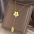 Stainless Steel Necklaces Exquisite Flower Leaves Pendants Aesthetic Sweater Chain Collar Fashion Necklace For Women Jewelry NEW